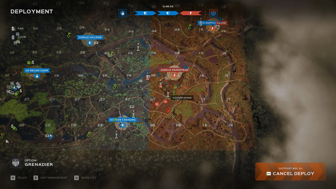 A screenshot of Hell Let Loose: Vietnam, showing a dynamic map of the battlefield.