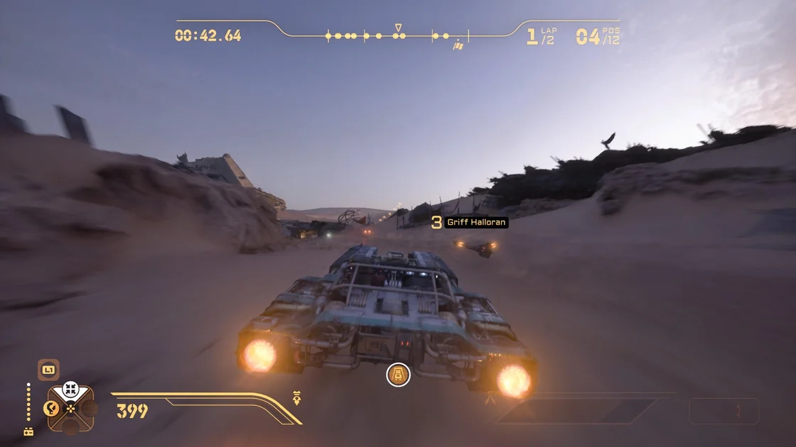 Star Wars: Galactic Racer screenshot showing you racing at dusk