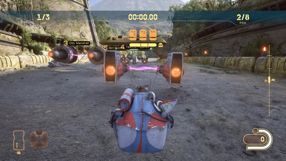 Star Wars: Galactic Racer screenshot showing you on the starting grid of a podrace
