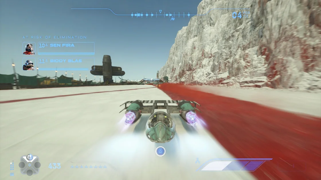 Star Wars: Galactic Racer screenshot showing racing on Crait