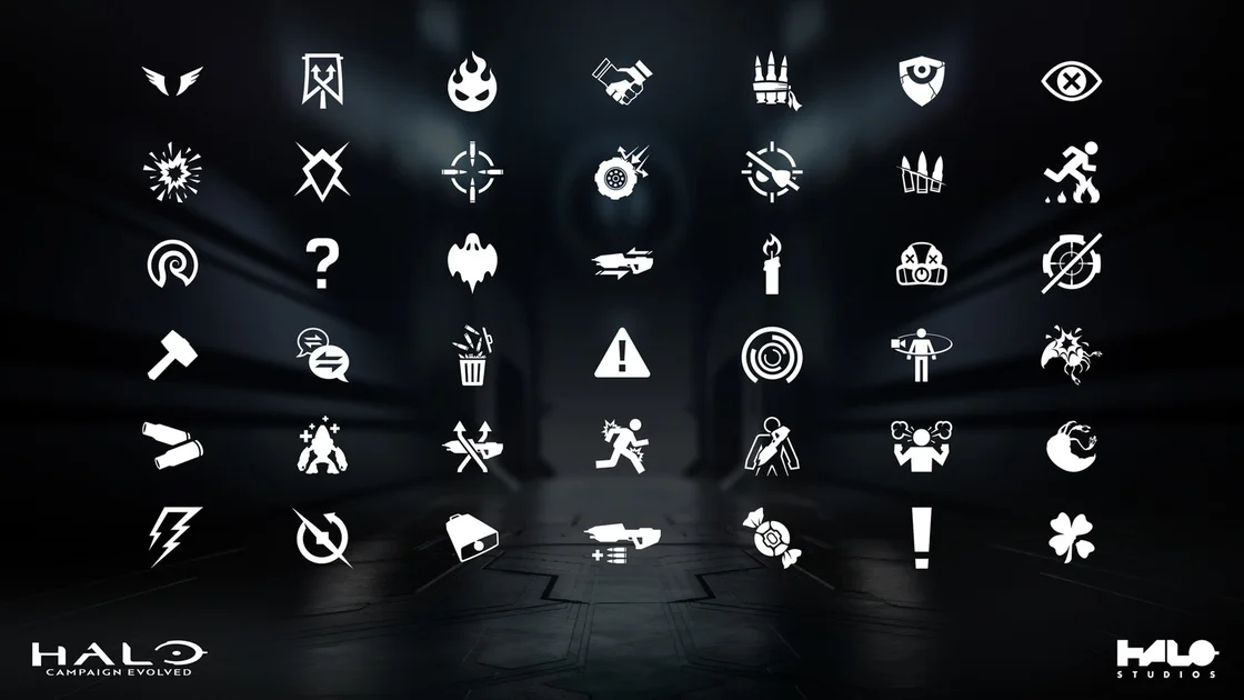 A matrix of all the skulls available in Halo: Campaign Evolved.